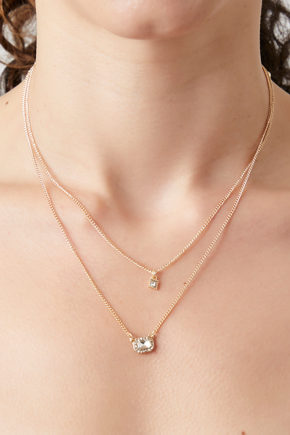 Gold/clear Layered Faux Stone Necklace