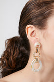 Gold/tan Tiered Faux Stone Drop Earrings