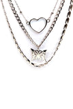 Silver Heart & Butterfly Layered Necklace 1