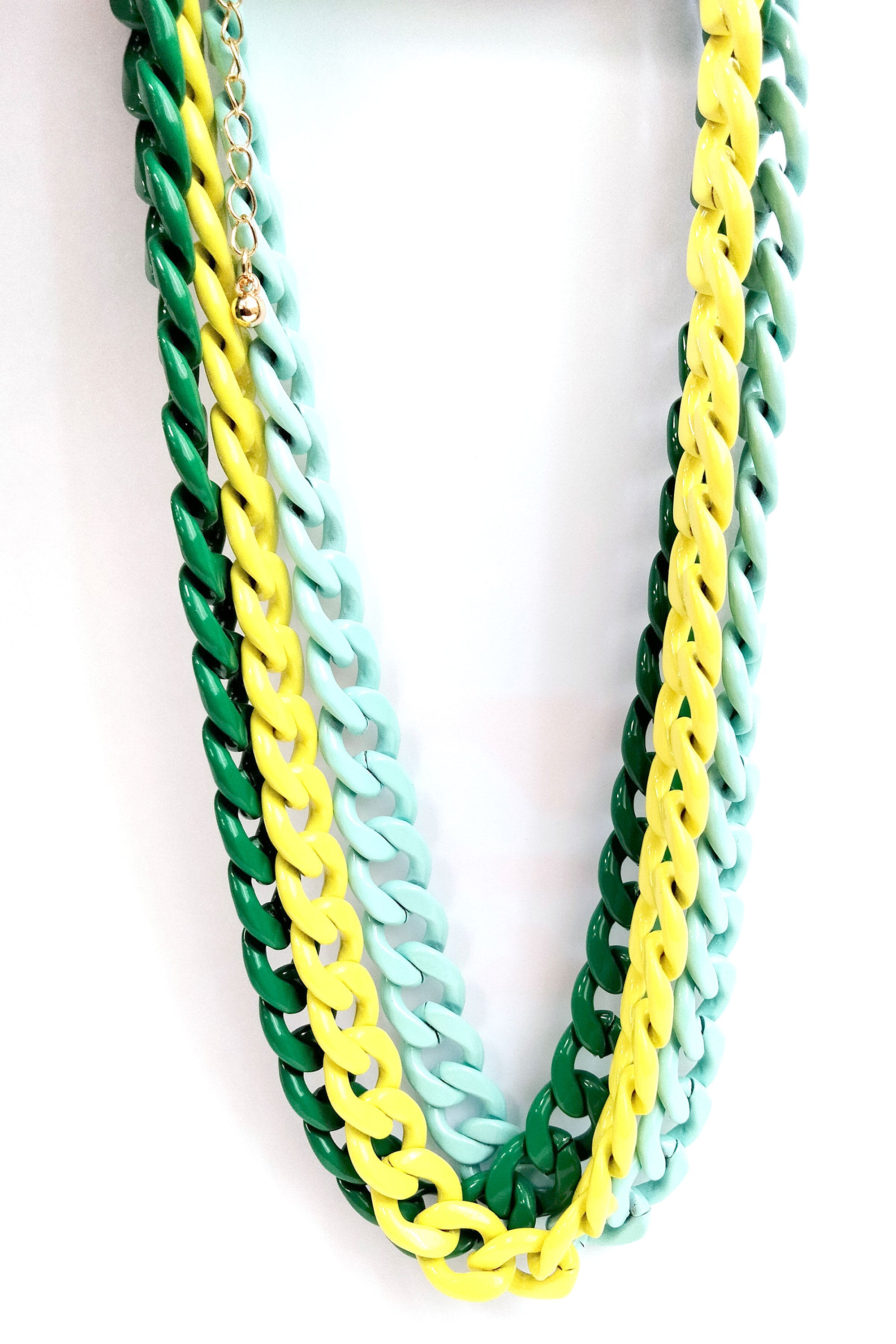 Yellowgreen Layered Chain Necklace