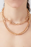 Gold Layered Chunky Curb Chain Necklace