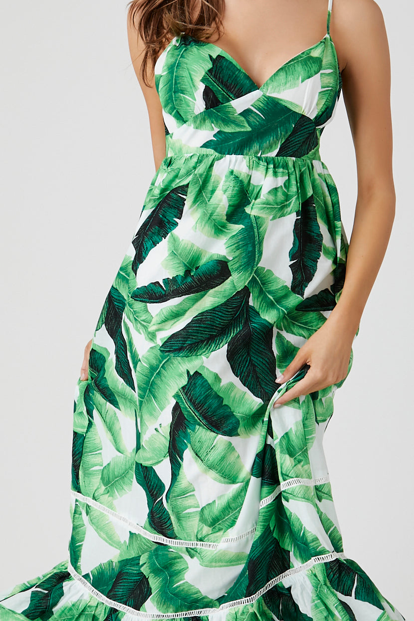 Greenmulti Tropical Leaf Cami Maxi Dress 4