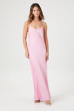 Pink Satin Y-Back Maxi Slip Dress 2