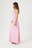 Pink Satin Y-Back Maxi Slip Dress 3