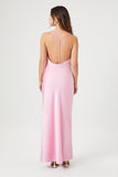 Pink Satin Y-Back Maxi Slip Dress 1