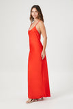 Red Satin Y-Back Maxi Slip Dress 1