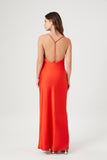 Red Satin Y-Back Maxi Slip Dress 2
