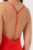 Red Satin Y-Back Maxi Slip Dress 5