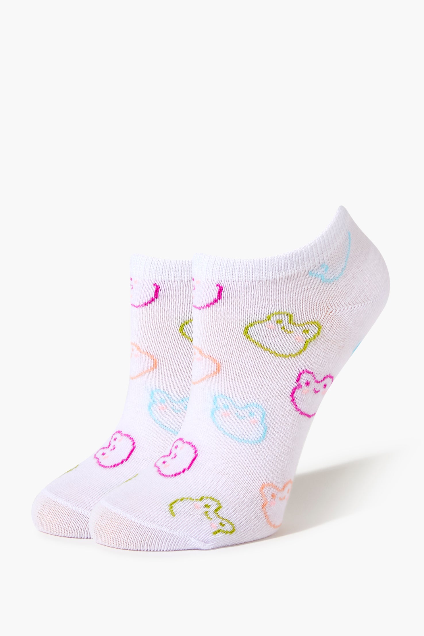 Whitemulti Frog Print Ankle Socks