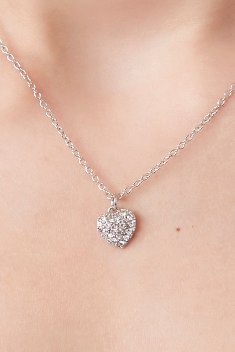 Silver Rhinestone Heart Necklace 1