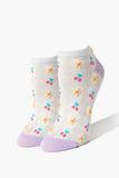 White/multi Cherry & Flower Print Ankle Socks