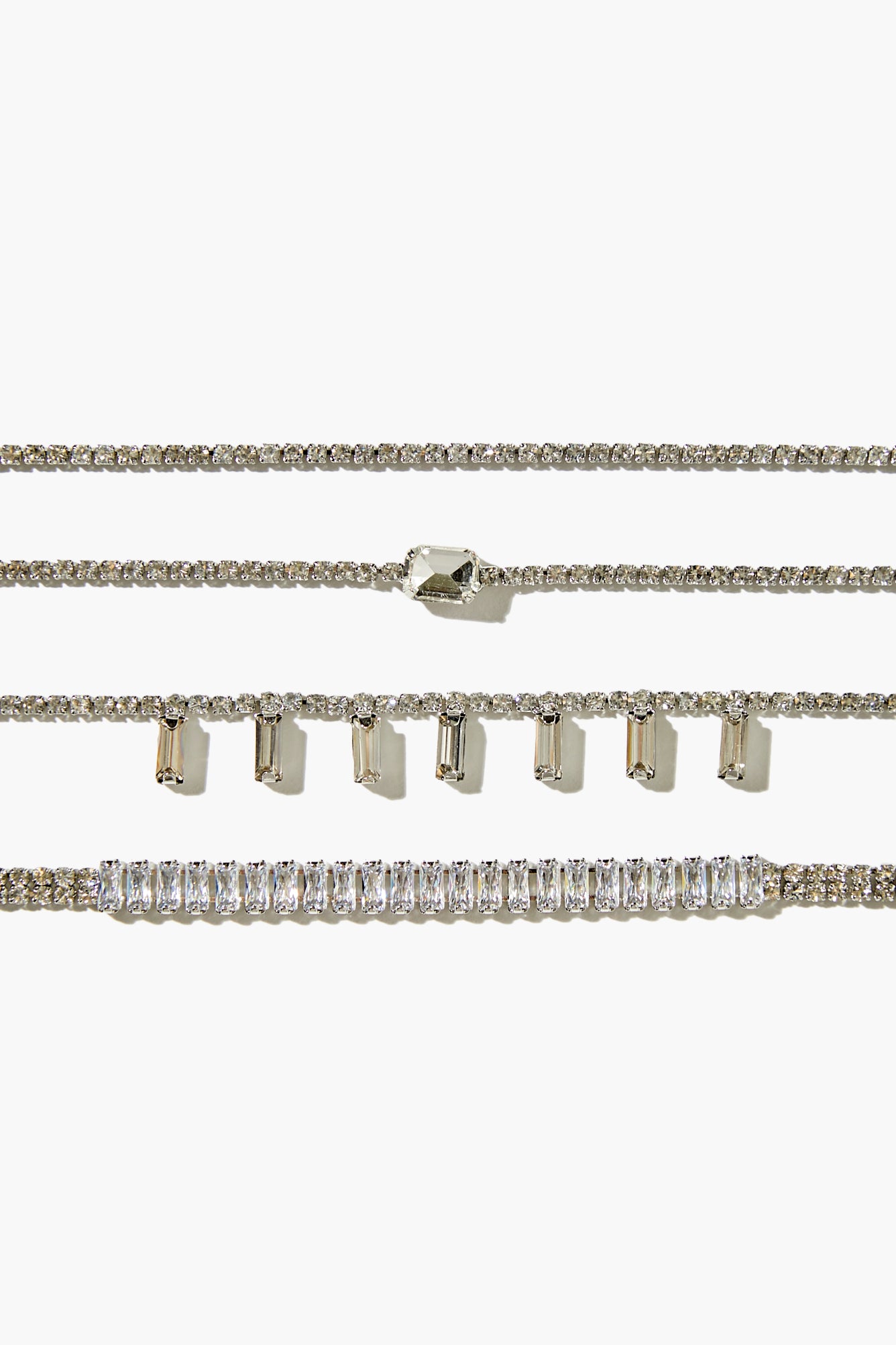 Silver Faux Gem & Rhinestone Bracelet Set
