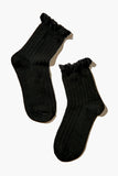 Black Lace-Trim Crew Socks 1