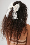 White Lace Bow Hair Barrette