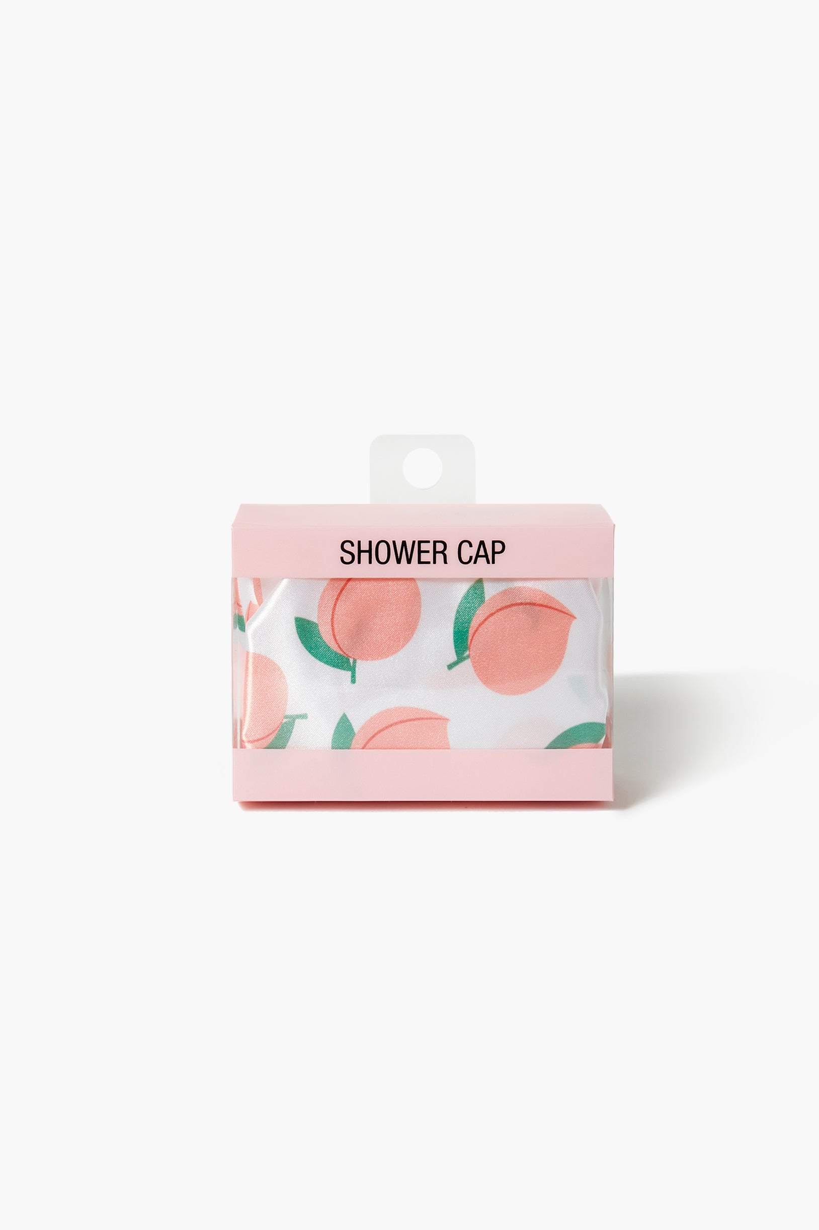 White/peach Peach Print Shower Cap