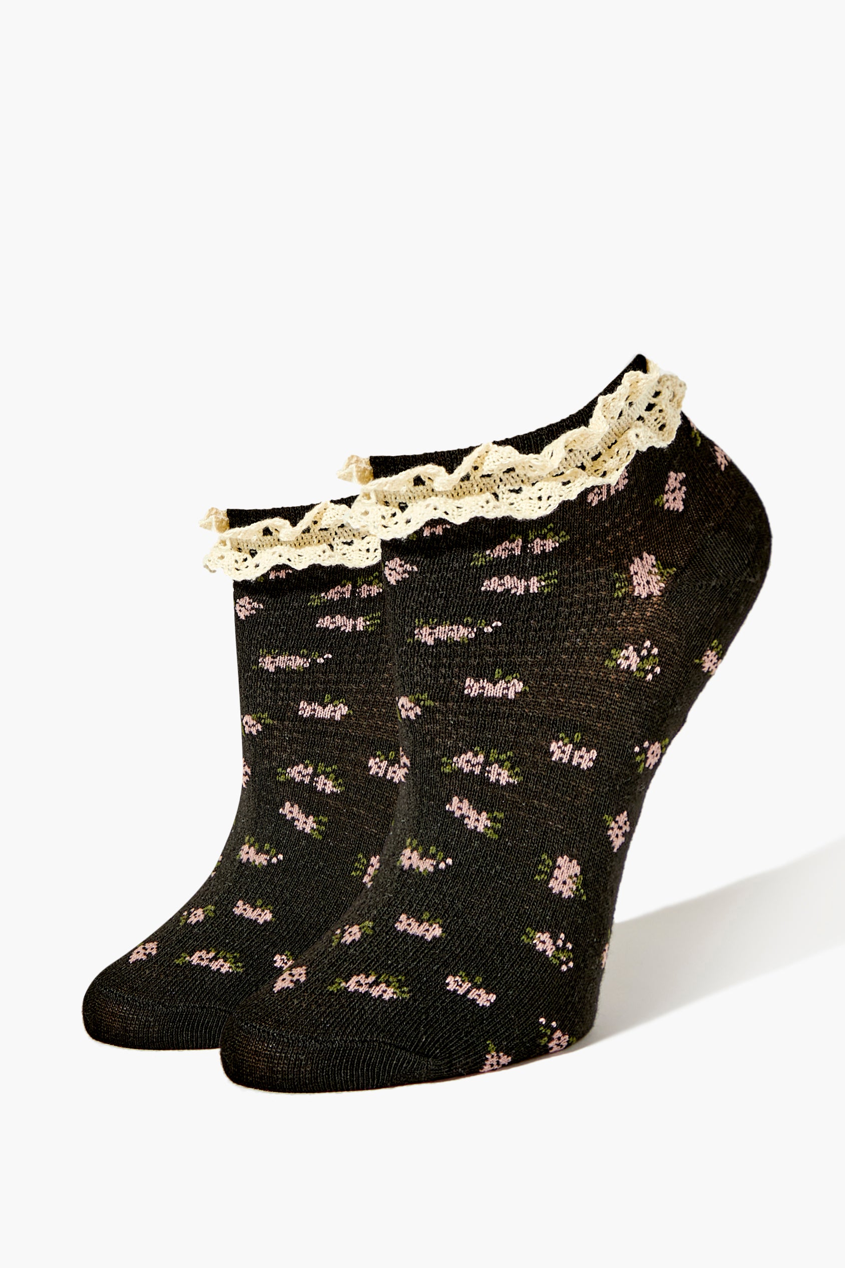 Black/Multi Floral Print Ankle Socks
