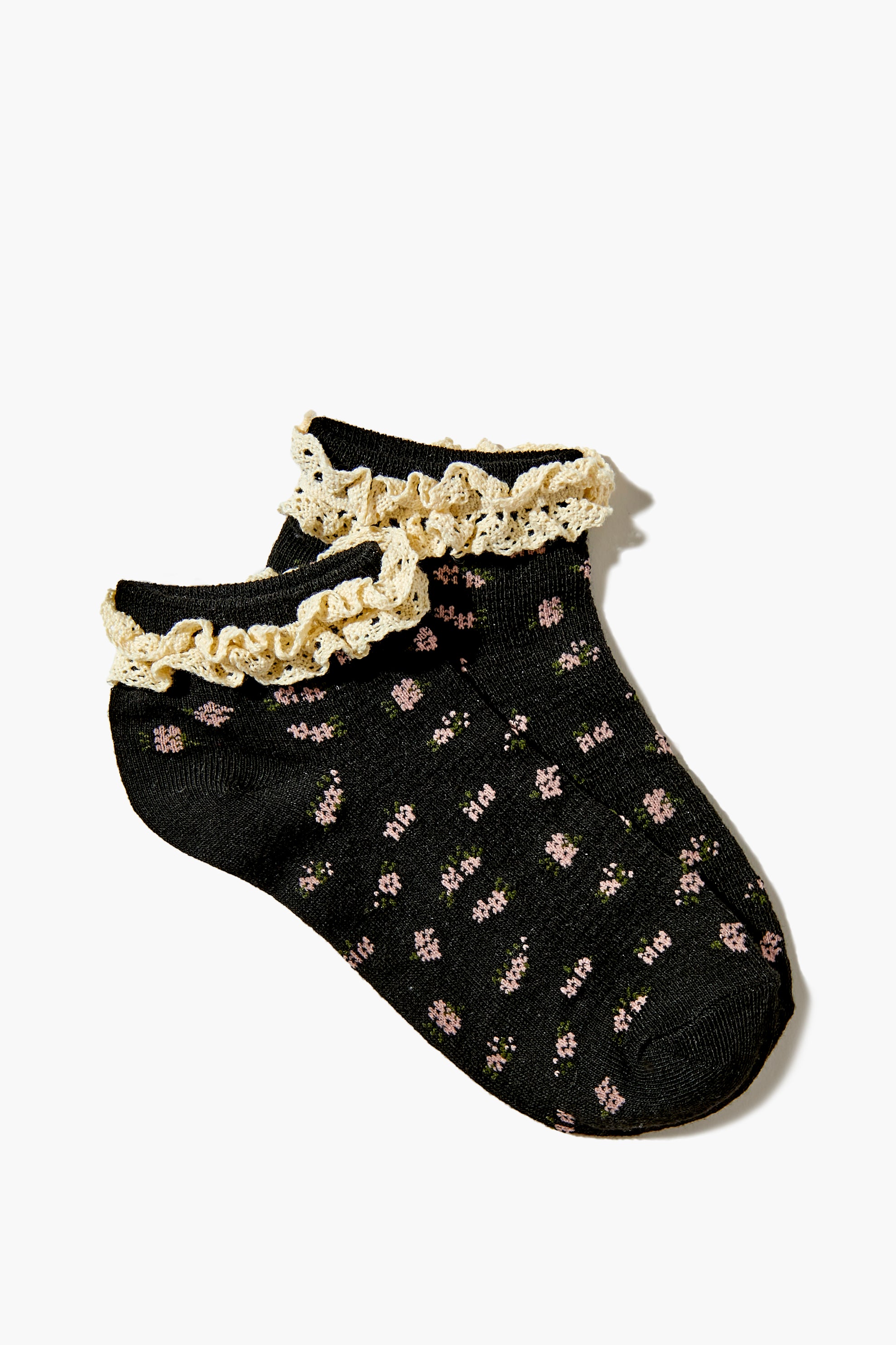 Black/Multi Floral Print Ankle Socks 1