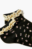Black/Multi Floral Print Ankle Socks 2