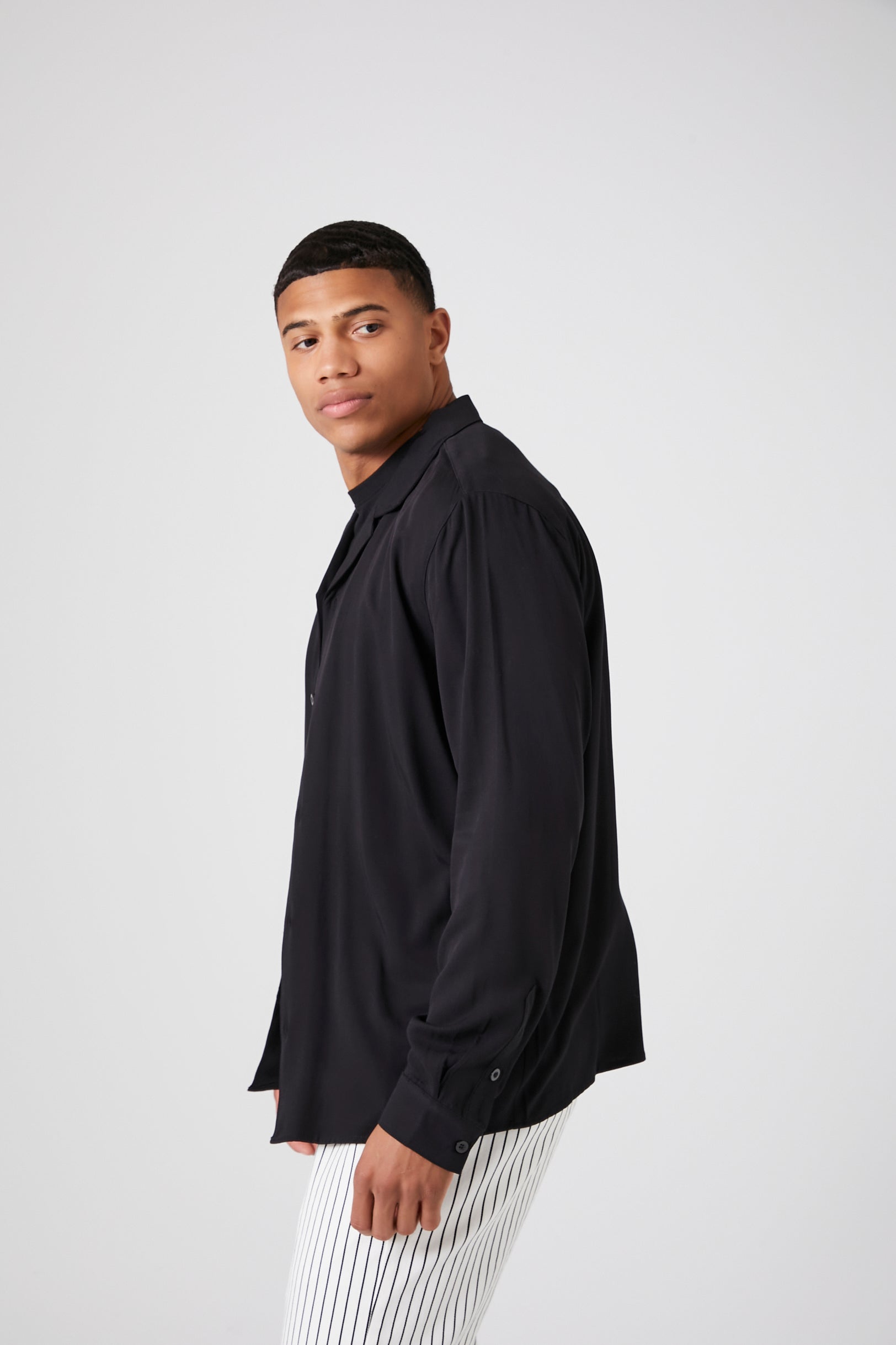 Black Twill Long-Sleeve Shirt 1