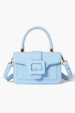 Blue Faux Leather Buckle Front Bag