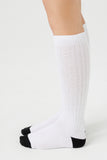 White/Black Ribbed Colorblock Knee-High Socks 1