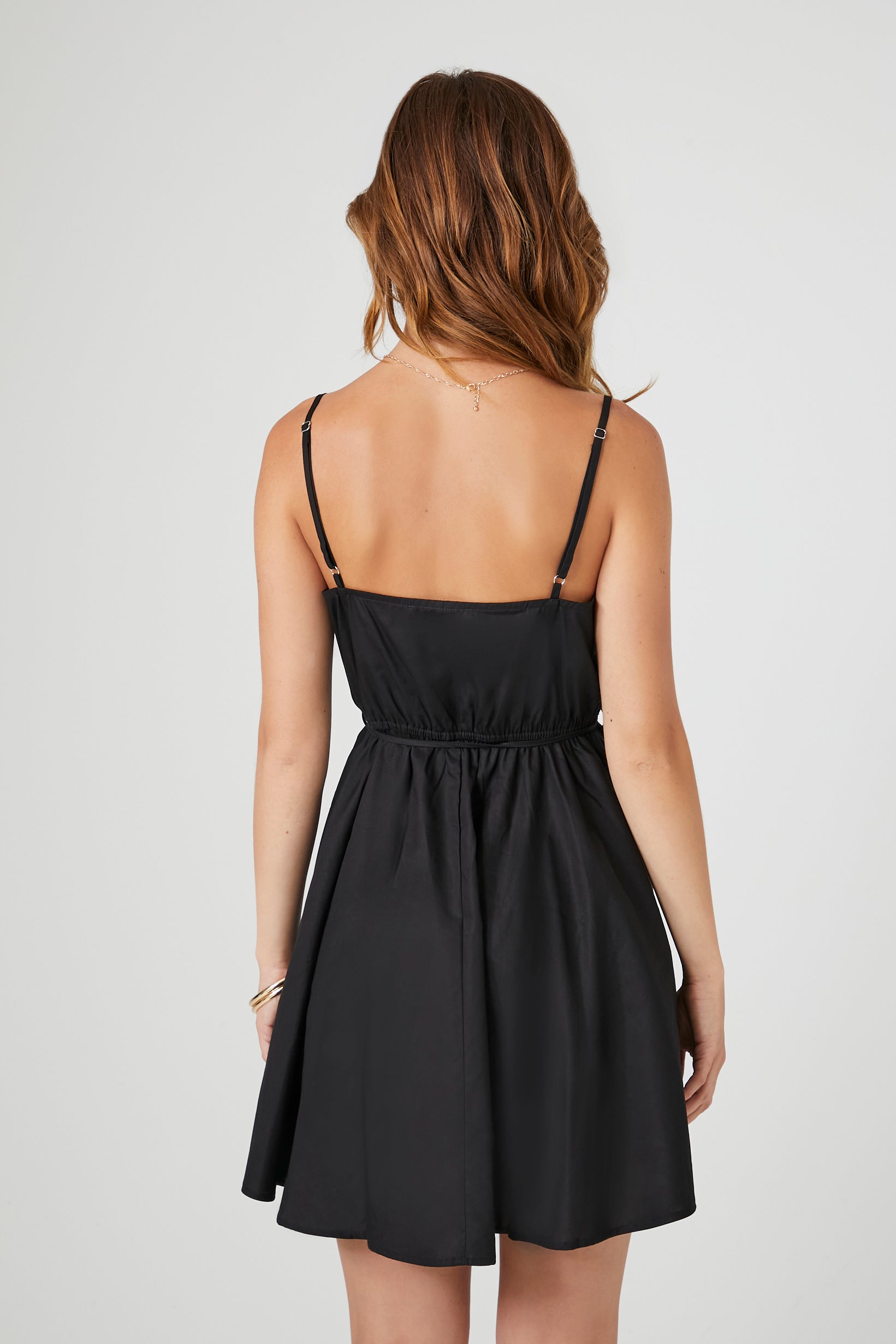 Black Poplin Tie-Waist Cami Mini Dress 2