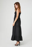 Black Shirred Poplin Midi Dress 1