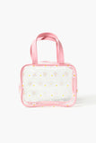 Clear/pink Clear Flower Print Makeup Bag 3