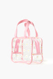Clear/pink Clear Flower Print Makeup Bag