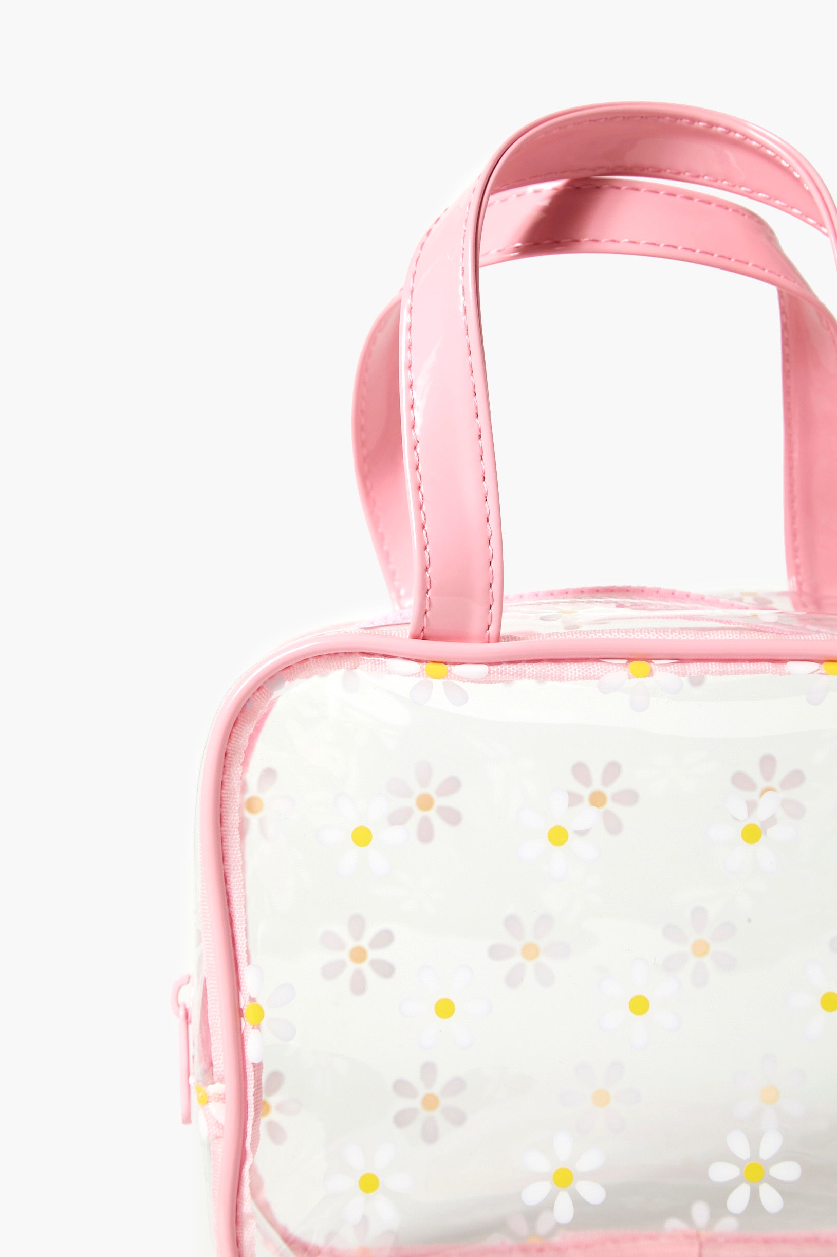 Clear/pink Clear Flower Print Makeup Bag 1