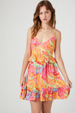 Pinkmulti Tropical Ruffle-Trim Mini Dress