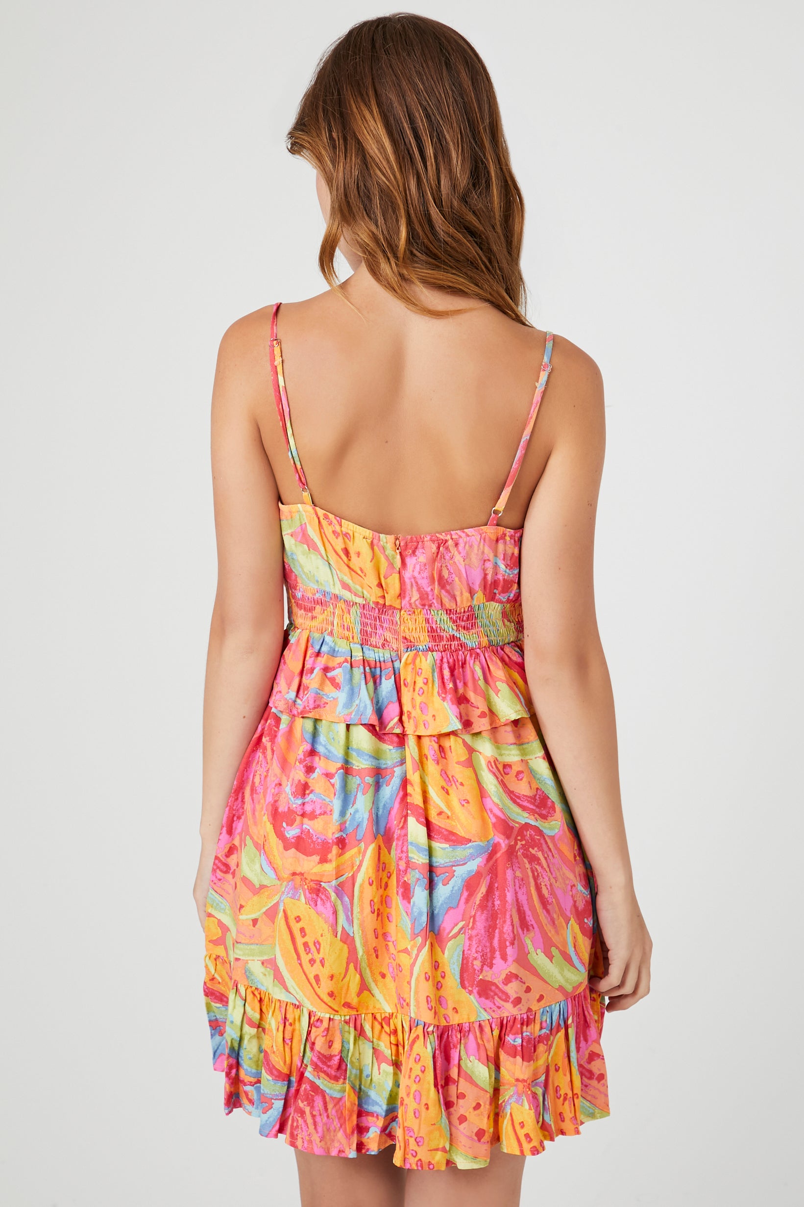 Pinkmulti Tropical Ruffle-Trim Mini Dress 2