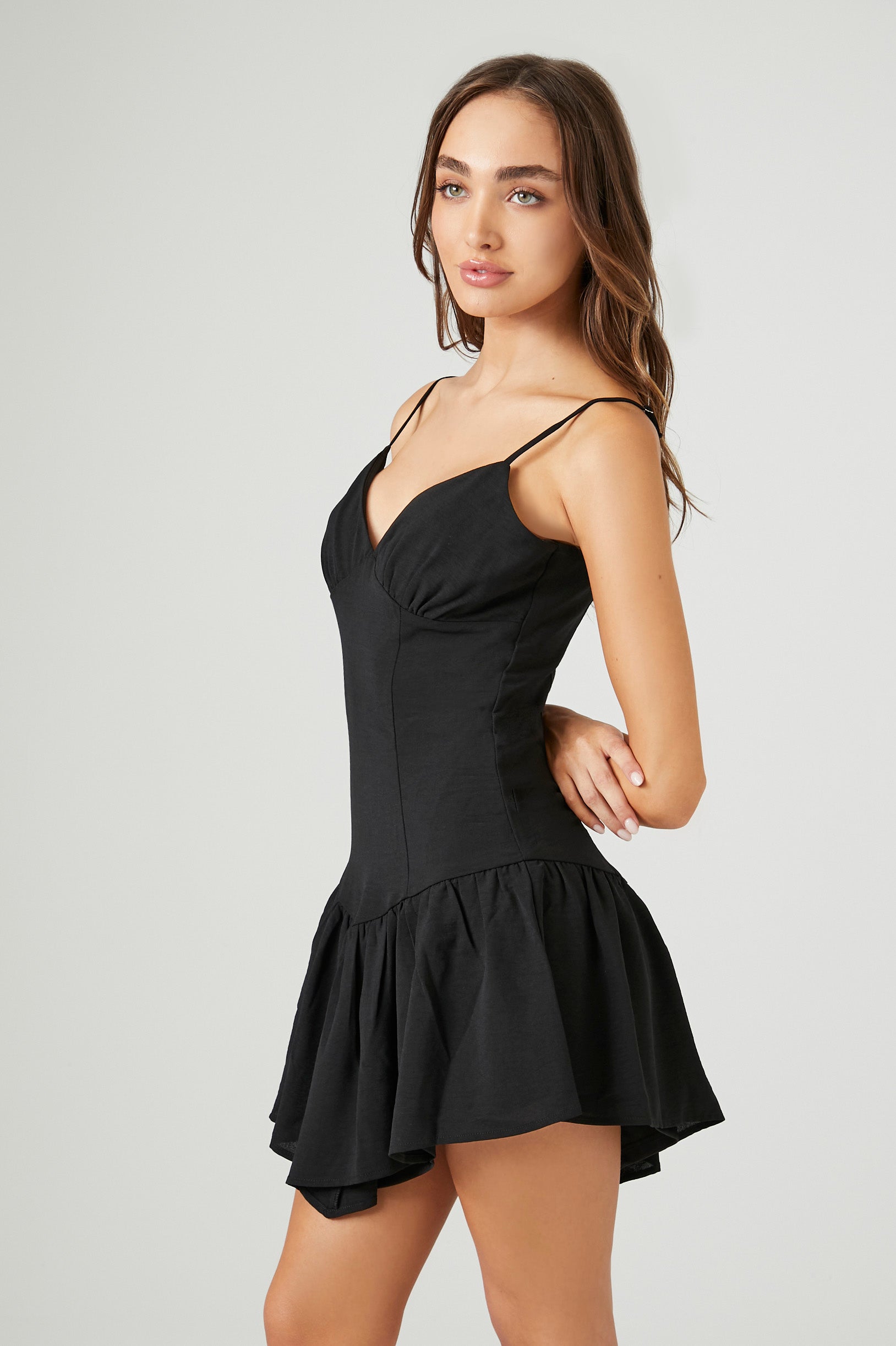Black Ruffled Sweetheart Cami Mini Dress 1