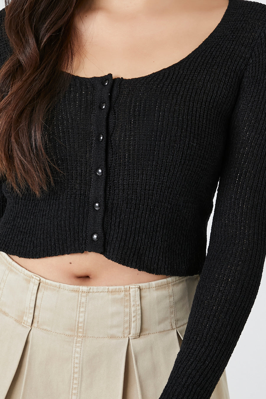 Black Cropped Cardigan Sweater 2