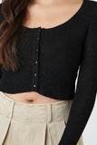 Black Cropped Cardigan Sweater 2