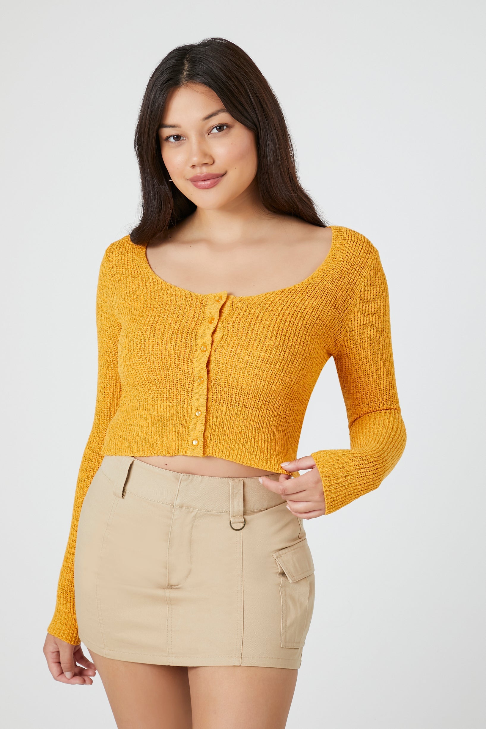 Varsity Gold Cropped Cardigan Sweater 6