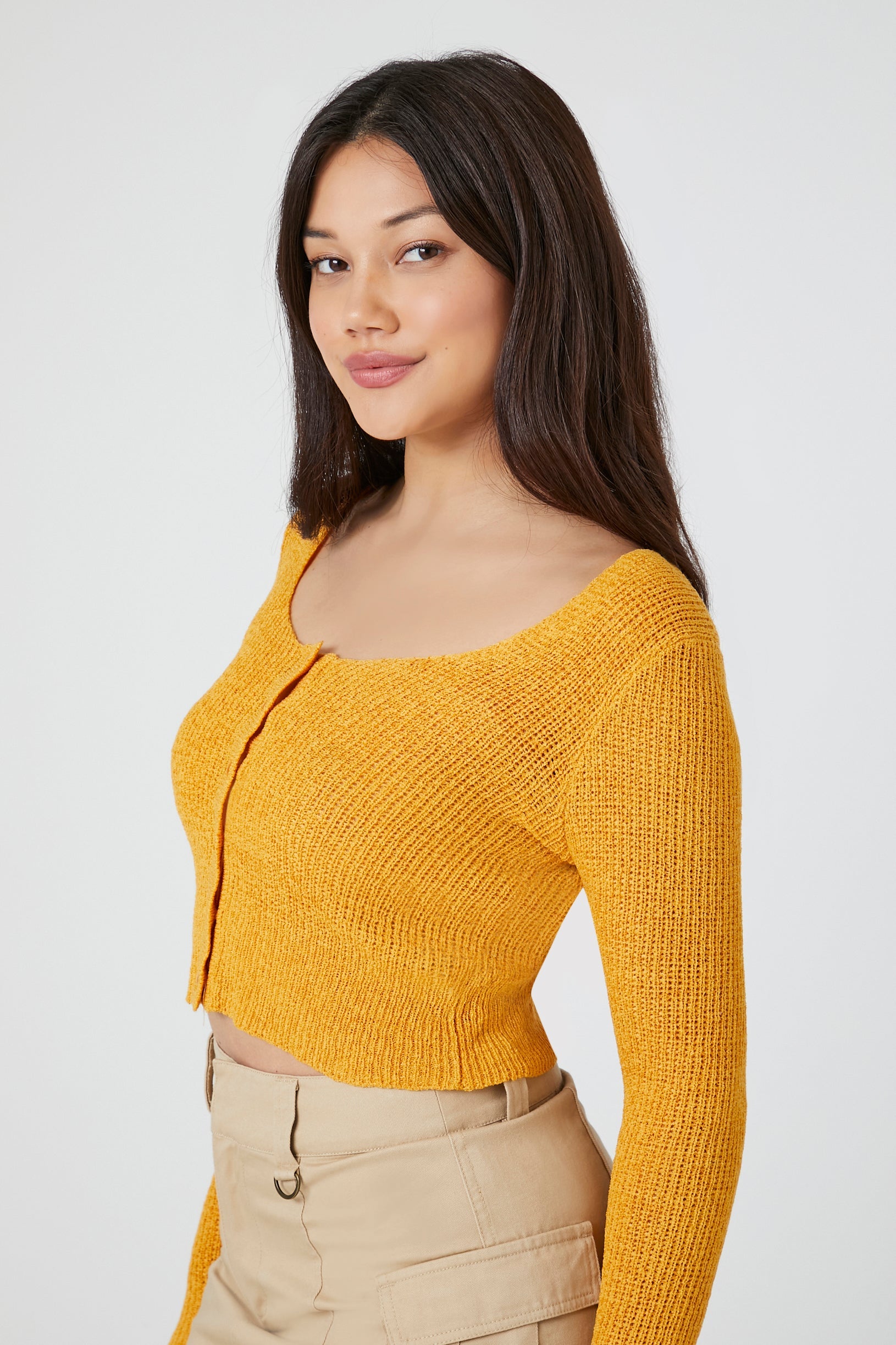 Varsity Gold Cropped Cardigan Sweater 8