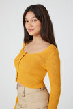 Varsity Gold Cropped Cardigan Sweater 8