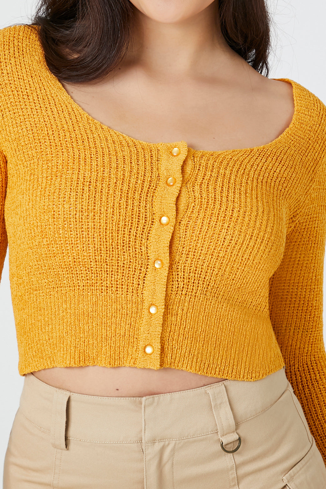 Varsity Gold Cropped Cardigan Sweater 7