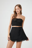 Black Chiffon A-Line Wrap Mini Skirt