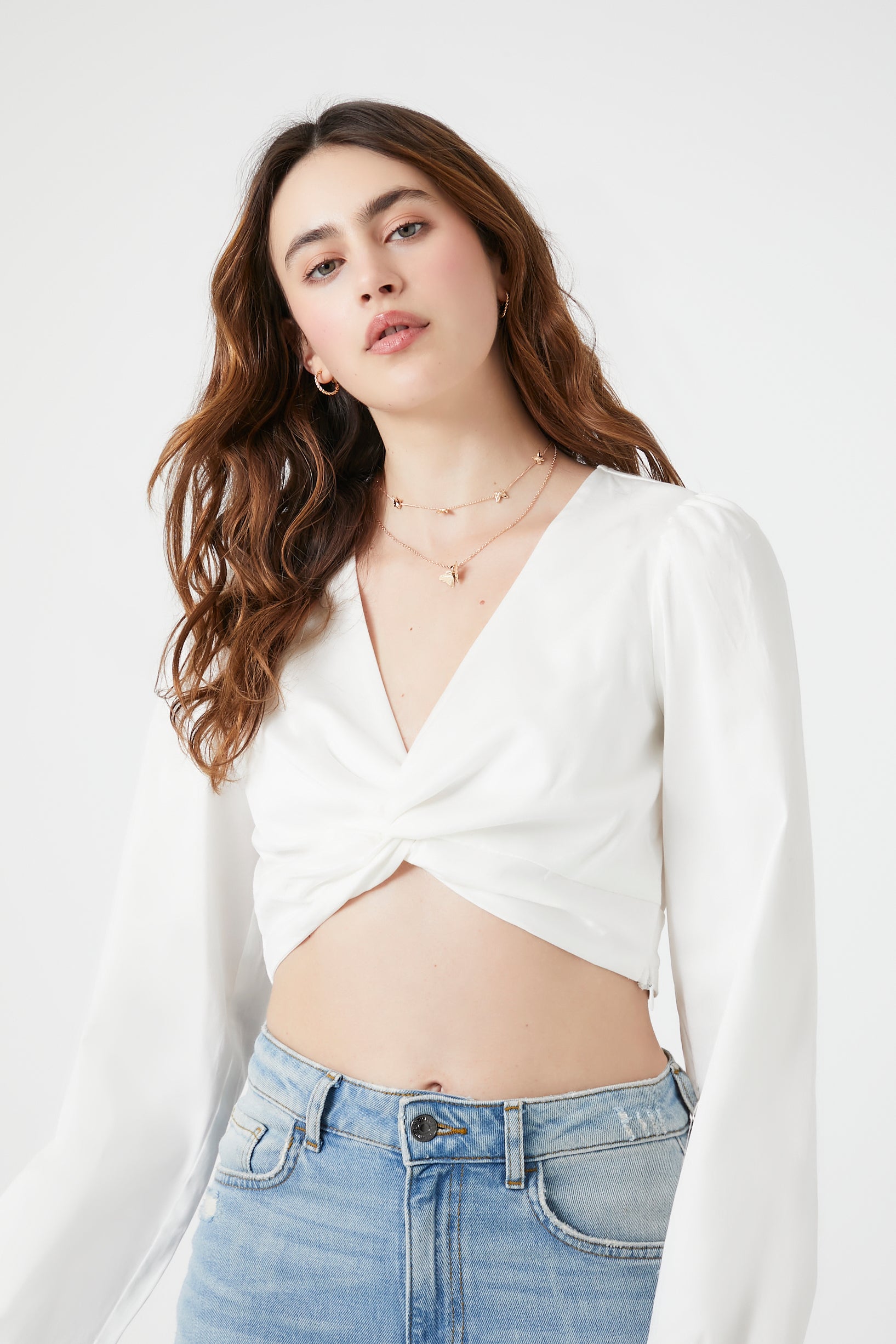 White Twisted Tie-Back Crop Top