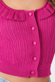 Fuchsia Purple Ruffle-Trim Cardigan Sweater 7