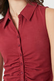 Burgundy Ruched Sleeveless Top 4