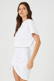 White Ruched Midi T-Shirt Dress 1