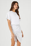 White Ruched Midi T-Shirt Dress 2