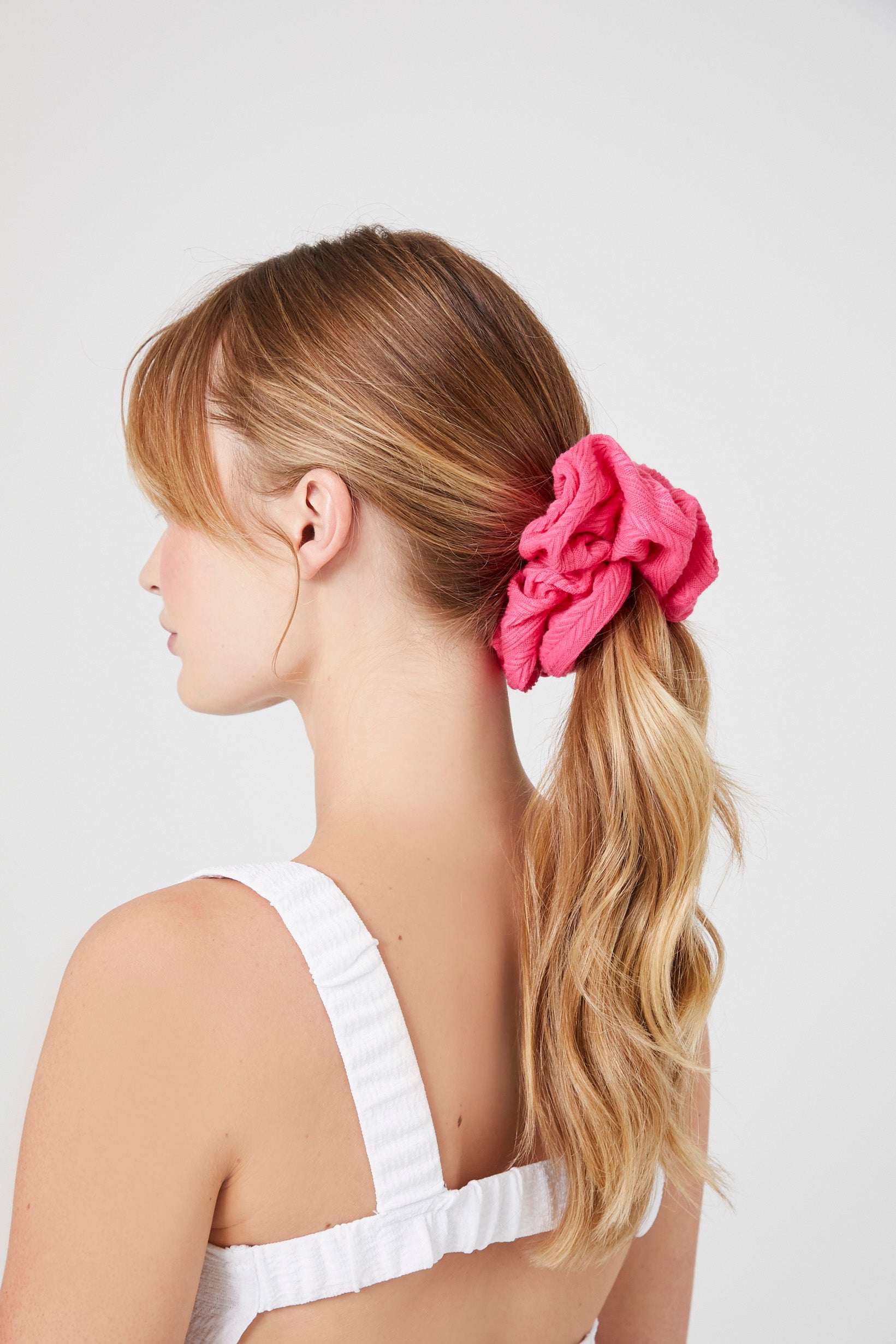 Pink Ribbed Oversized Scrunchie