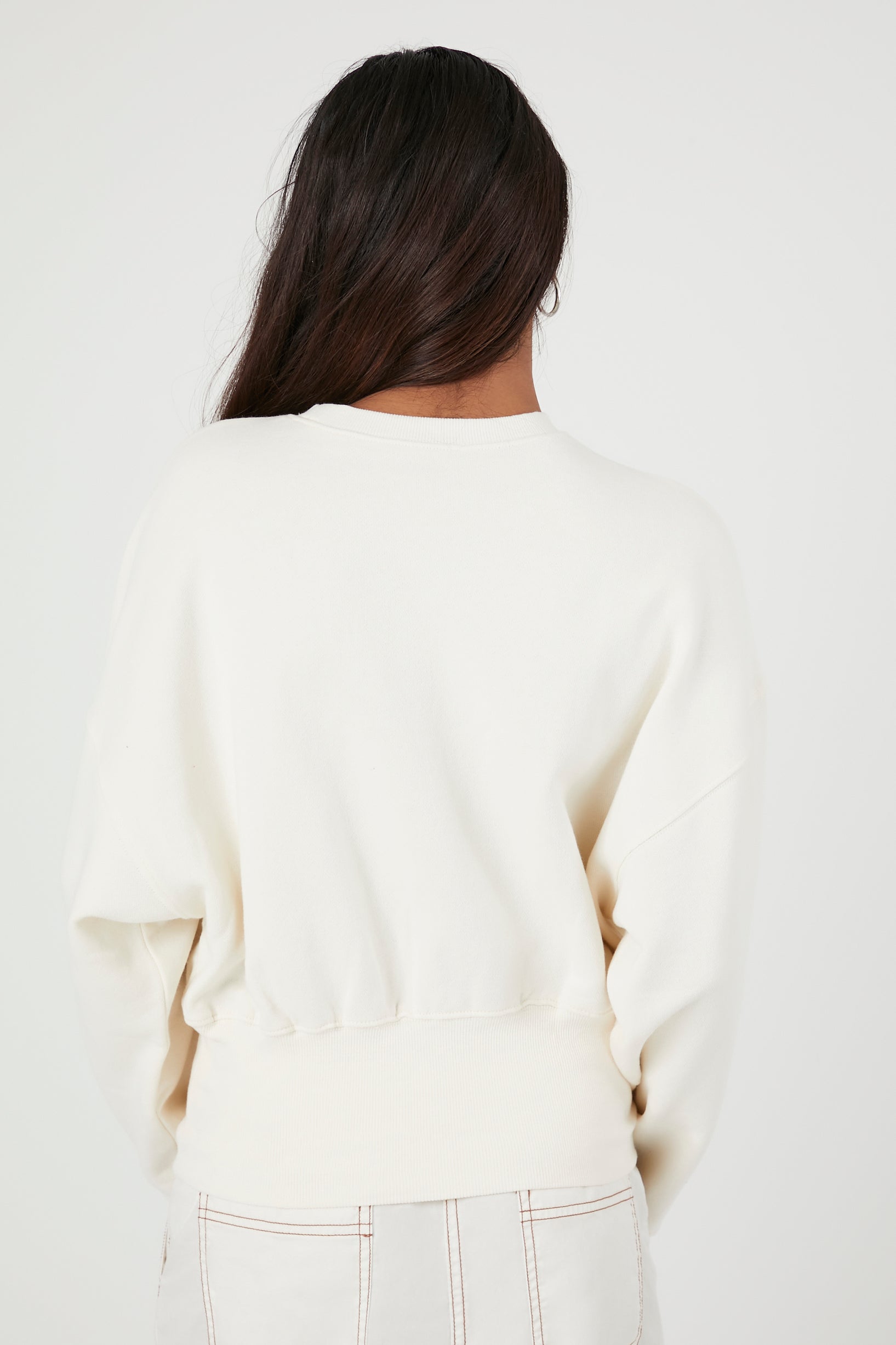 Cream French Terry Drop-Sleeve Pullover 4