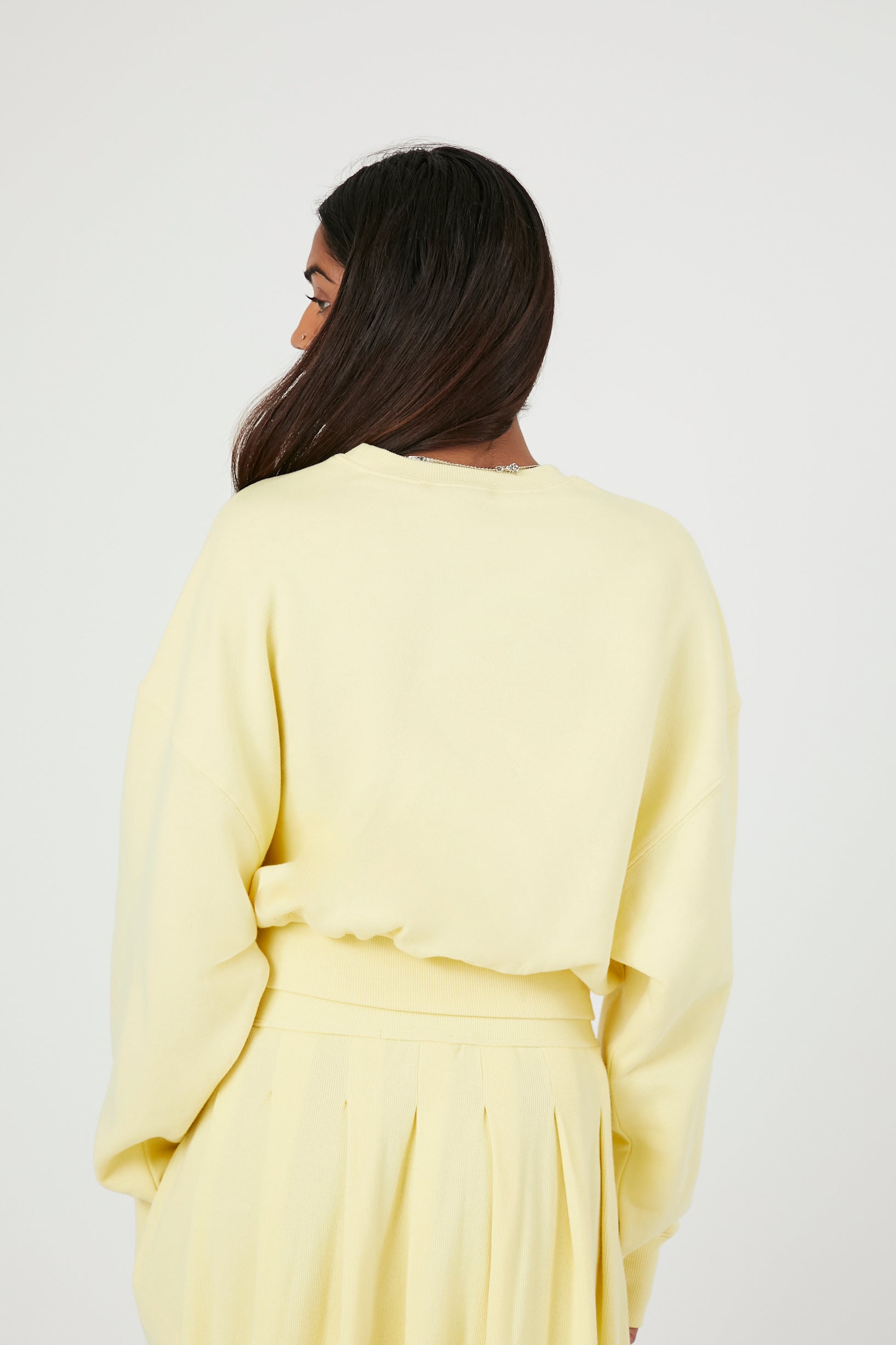 Light Yellow French Terry Drop-Sleeve Pullover 4