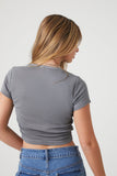 Charcoal Mineral Wash Ruched Cropped Tee 4