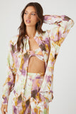 Pinkmulti Abstract Floral Print Oversized Shirt